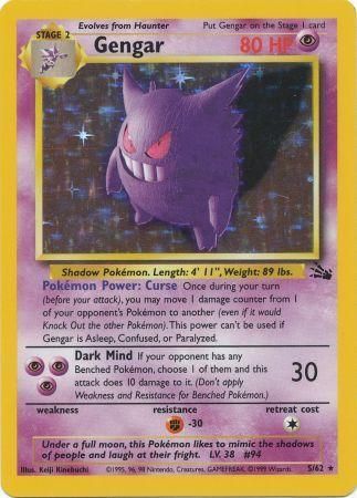 Gengar 5/62 Holo Rare Pokémon 1999 WOTC Fossil Set