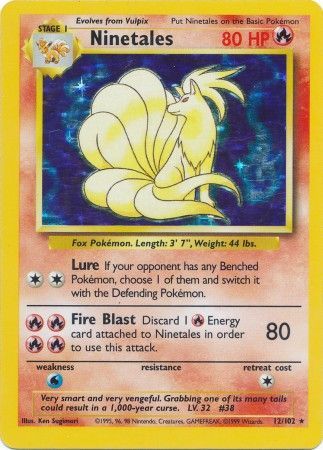 Ninetales 12/102 - Unlimited Base Set Holo - Vintage WOTC 1999
