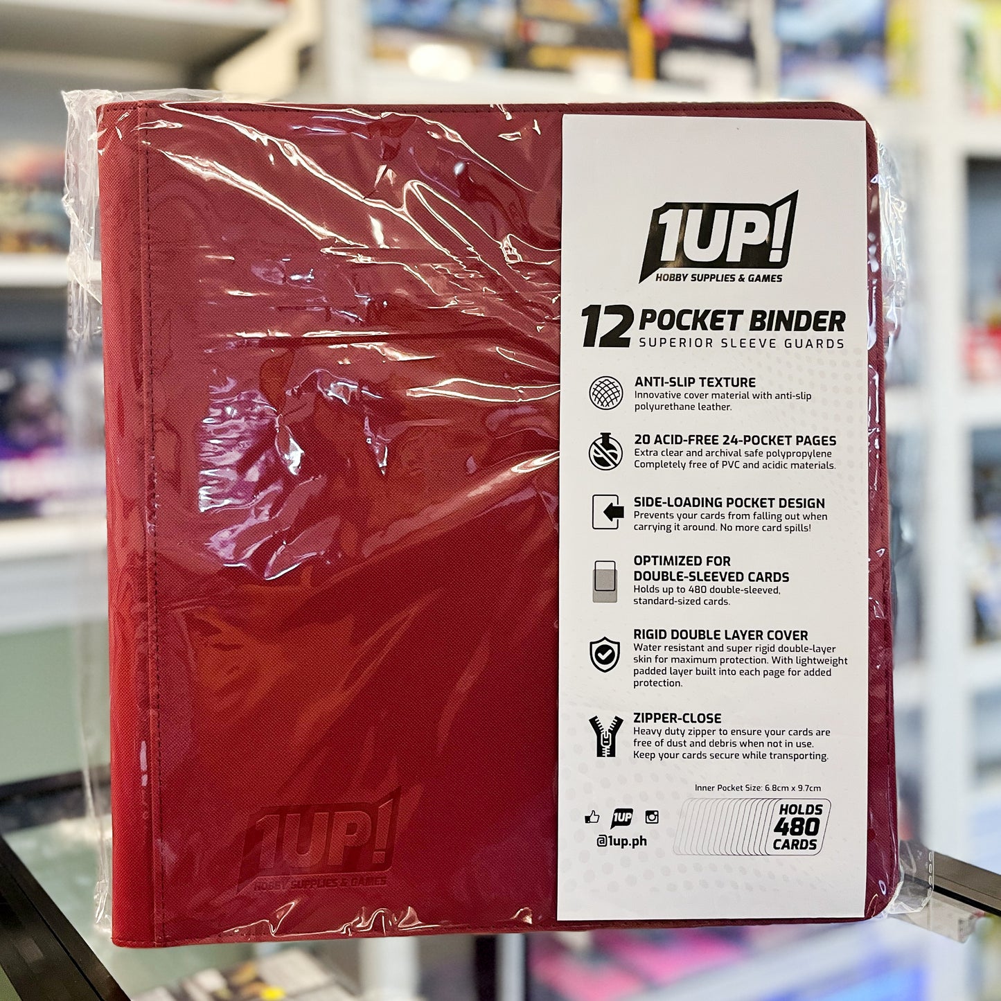 1UP 12-Pocket Zipper Binder - Red