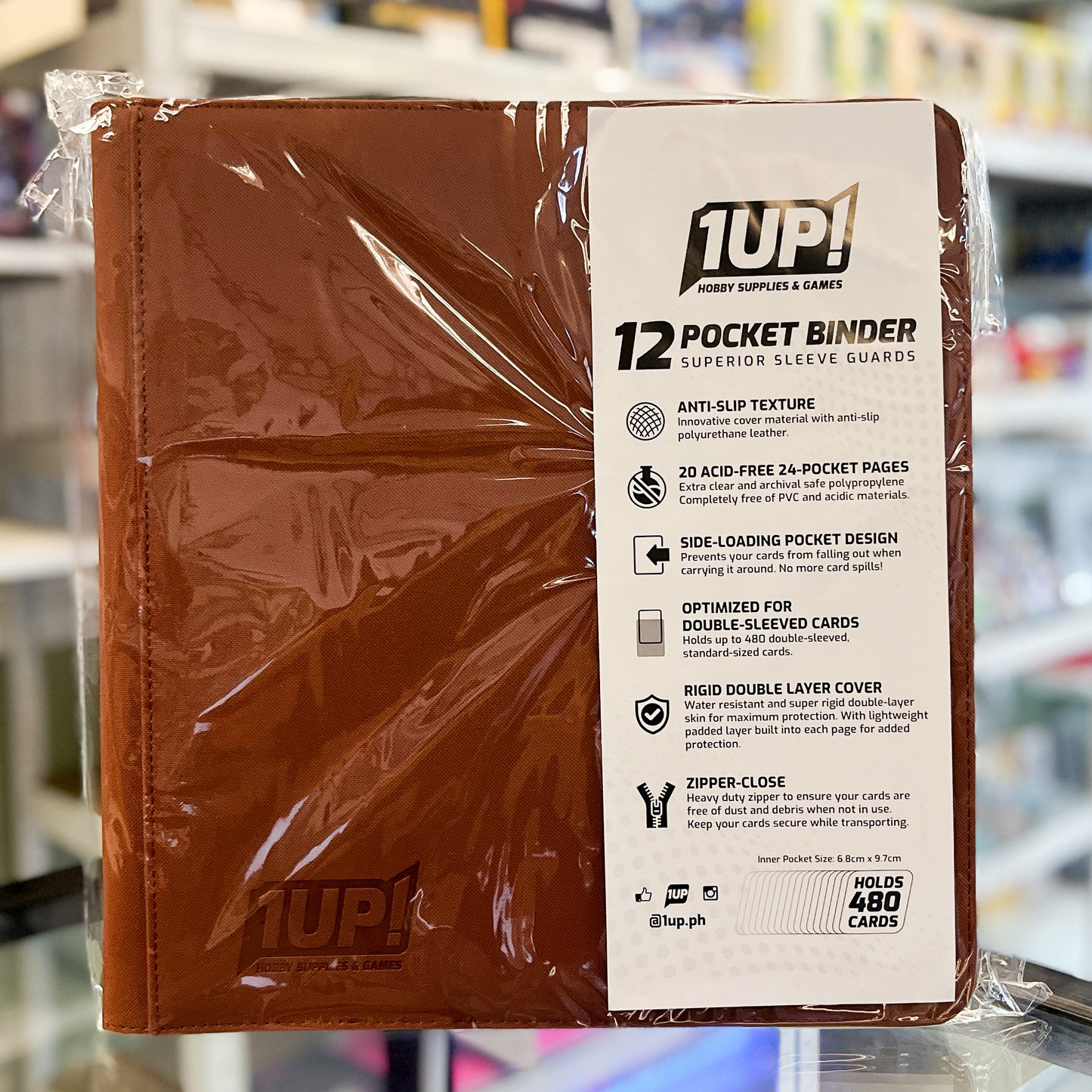 1UP 12-Pocket Zipper Binder - Brown