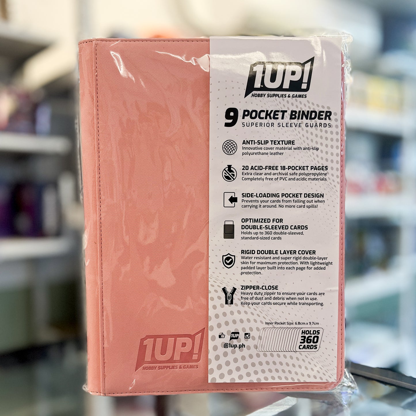 1UP 9-Pocket Zipper Binder-Powder Pink