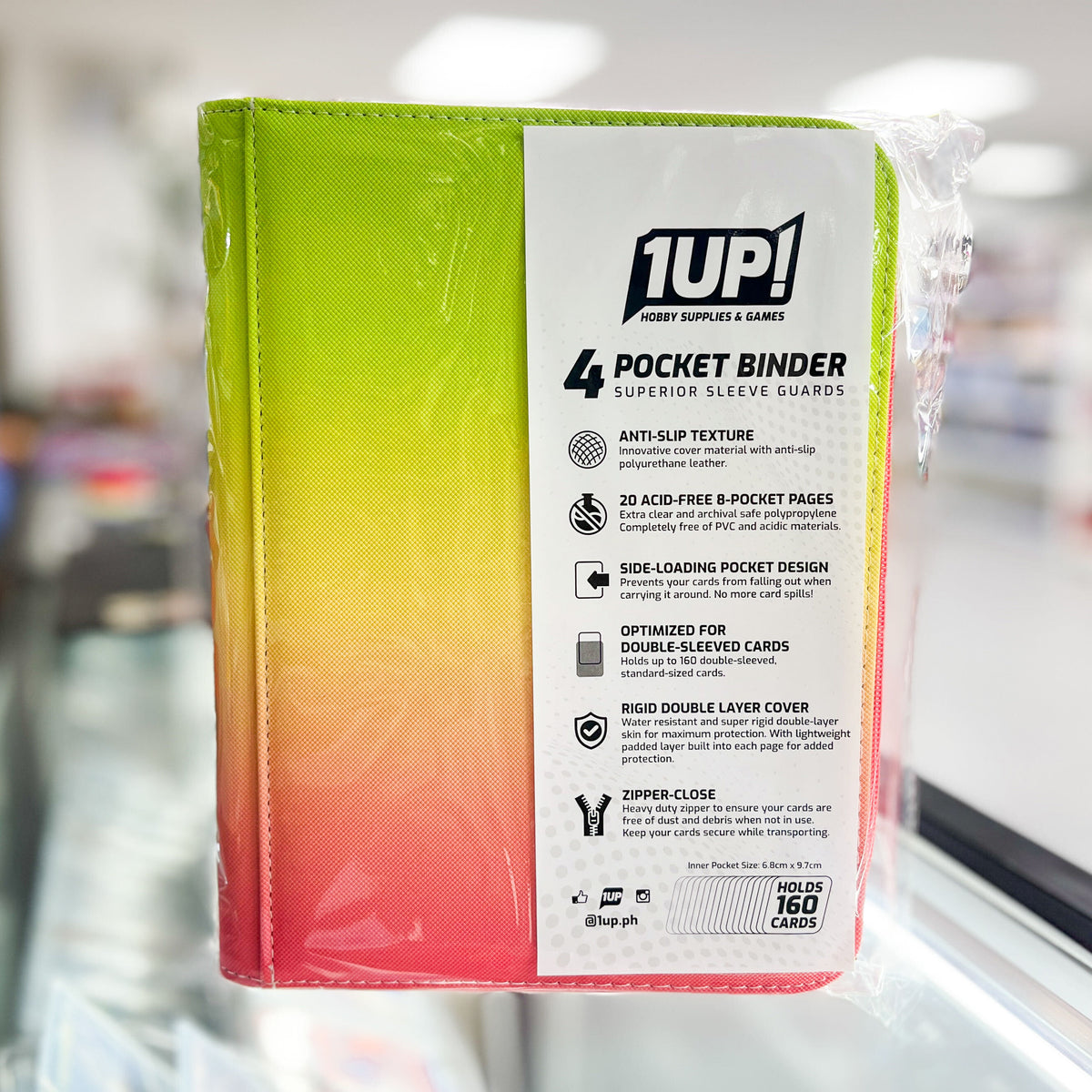 1UP 4-Pocket Gradient Zipper Binder - Spring (Apple Green Coral)