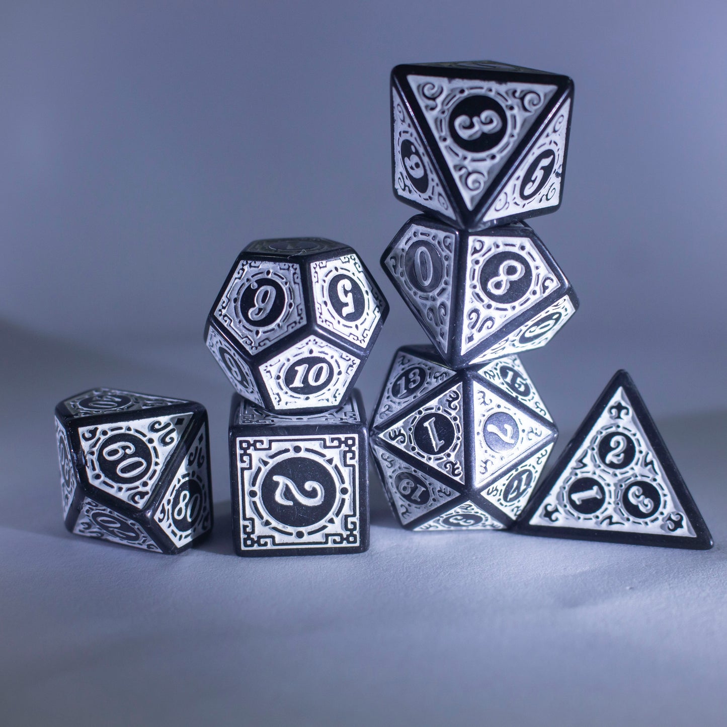 Dice Set Runic Polyhedral Acrylic Die 7pcs-White
