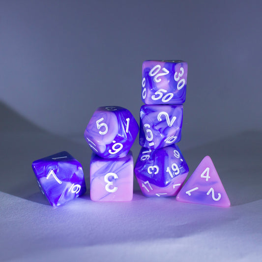 Dice Set Blue & Pink with White Number