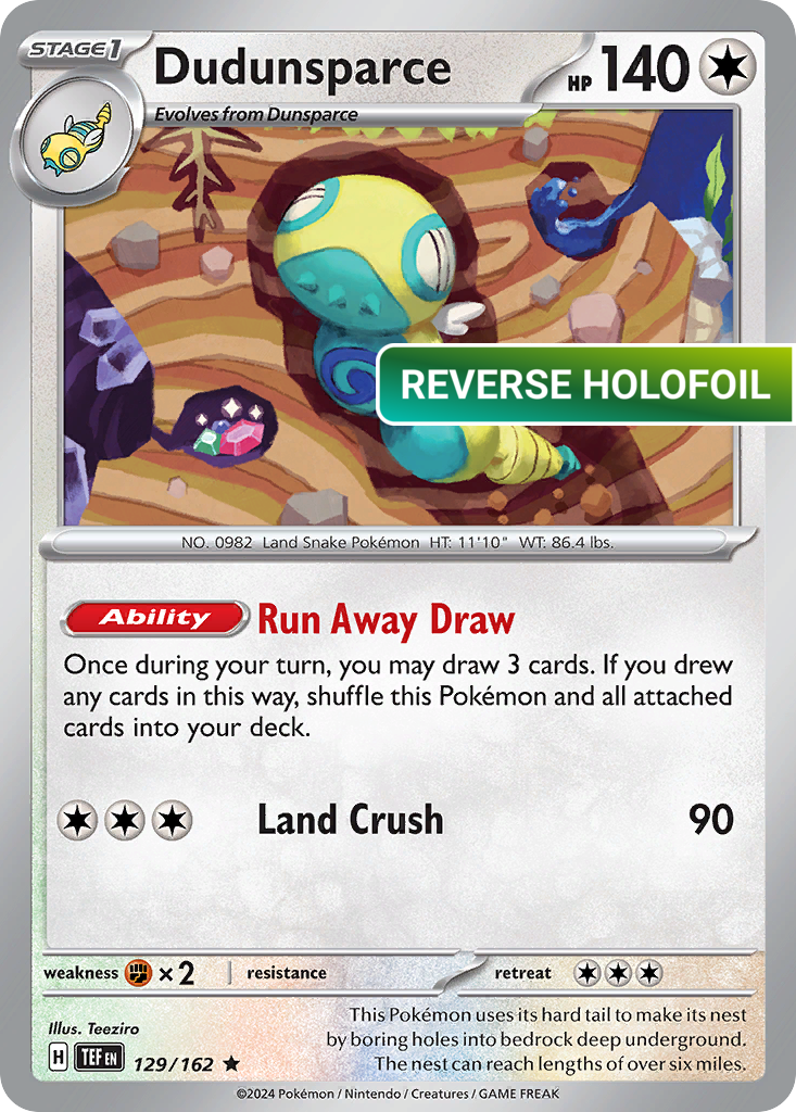 Dudunsparce (SV05: Temporal Forces) #129 [English/Reverse Holofoil] | Pokmon  TCG Singles | Green Gate Hobbies