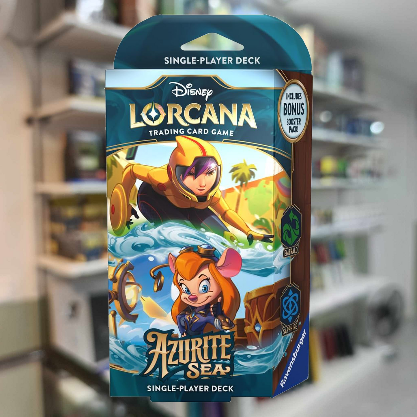 Lorcana Set 6 Azurite Sea Starter Deck: Emerald and Sapphire Go-go Tamago and Gadget