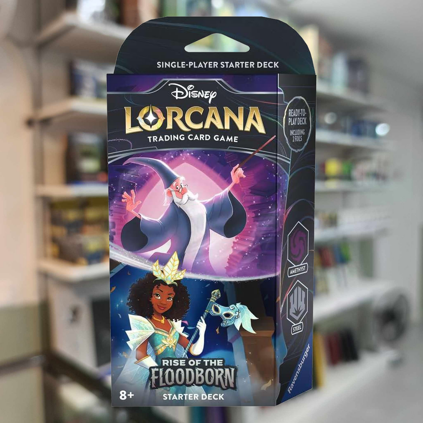 Lorcana Set 2 Rise of the Floodborn Starter Deck: Amethyst and Steel Merlin and Tiana