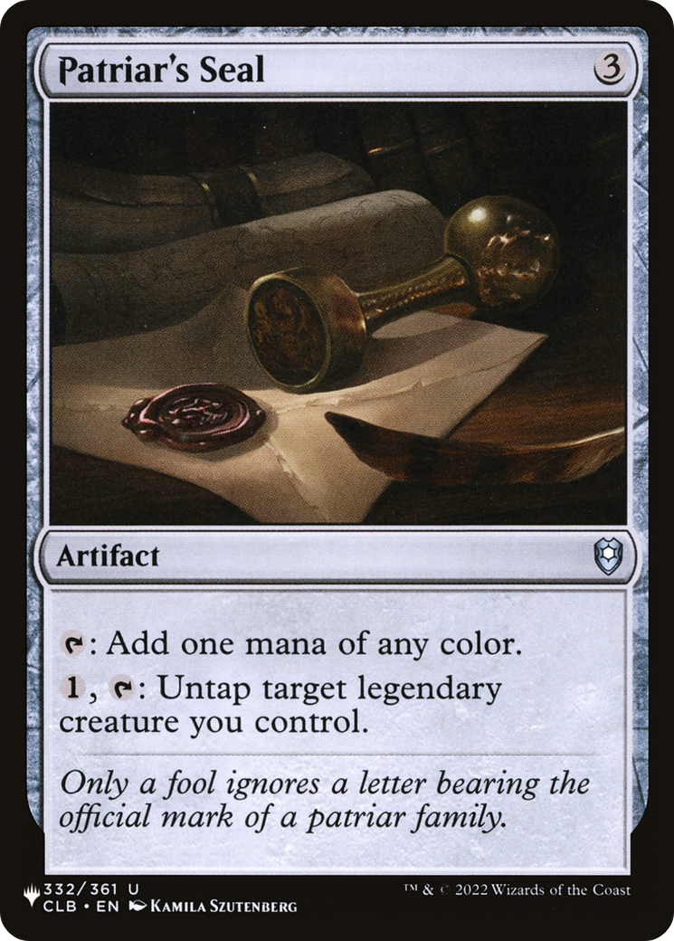 Patriar's Seal (PLST) #CLB-332 [EN/N] s/o