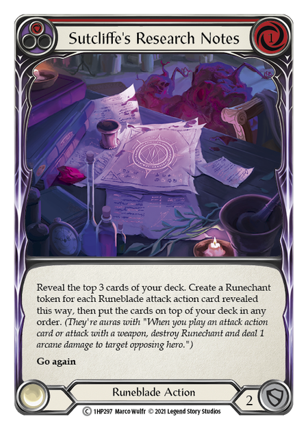 Sutcliffe's Research Notes - Red (1HP) #1HP297 [EN/N]