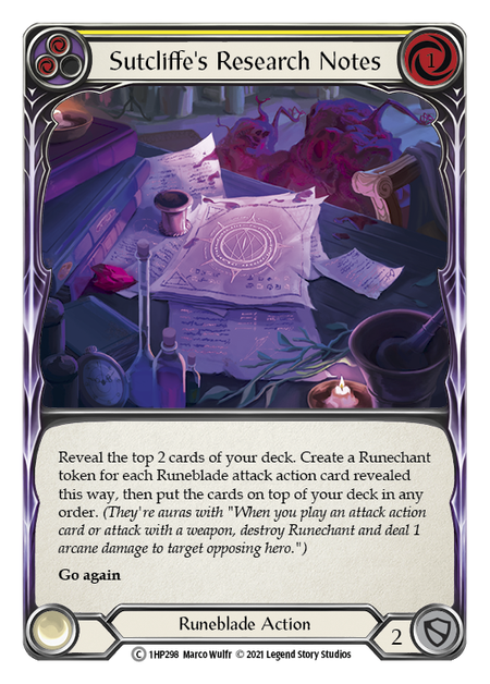 Sutcliffe's Research Notes - Yellow (1HP) #1HP298 [EN/N]