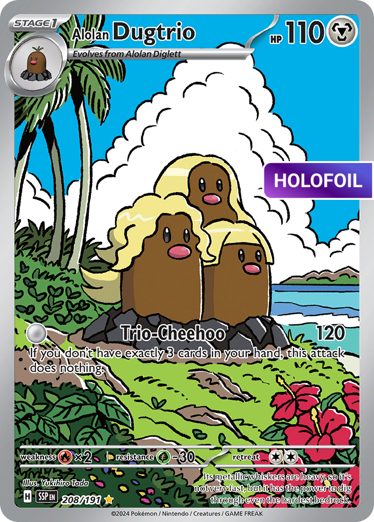 Alolan Dugtrio - 208/191 (SSP) #208 [EN/H] s/o