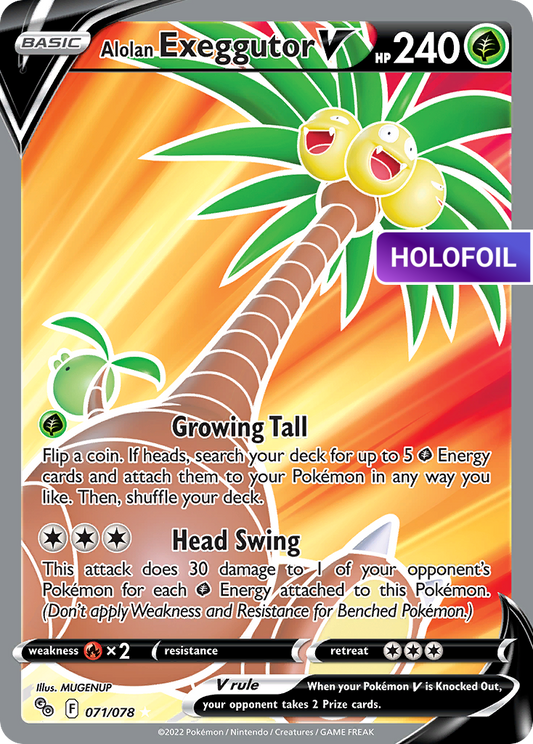 Alolan Exeggutor V (Full Art) (PGO) #071 [EN/H] s/o