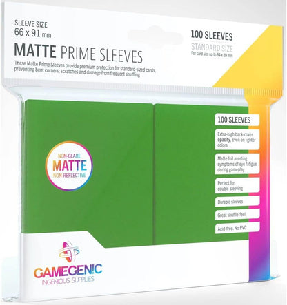 Gamegenic Prime Sleeves Matte:  Green (100)