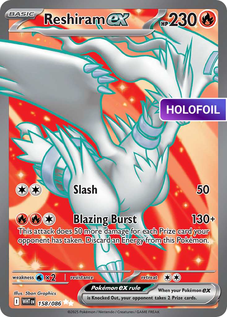 Reshiram ex - 158/086 (WHT) #158 [EN/H] s/o
