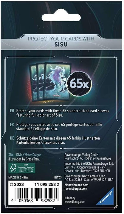 Lorcana TCG Card Sleeve Pack - Sisu – Divine Water Dragon (65 Sleeves)
