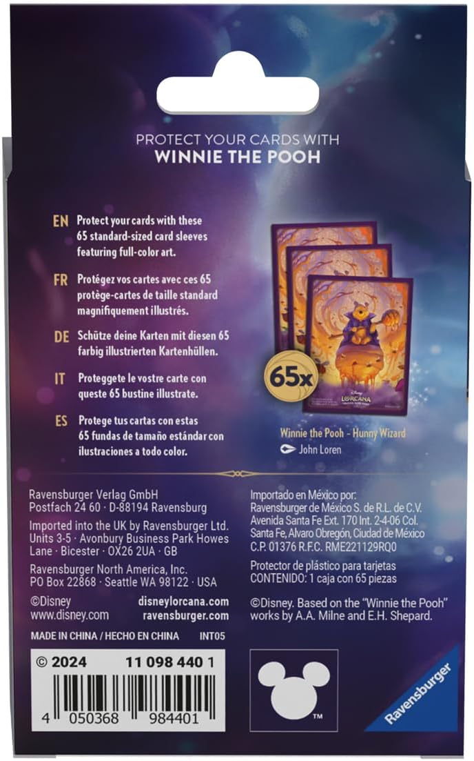 Lorcana TCG Card Sleeve Pack - Winnie The Pooh – Hunny Wizard (65 Sleeves)