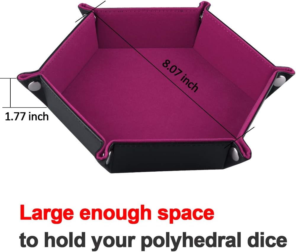 Hexagon Dice Tray Folding Dark Rose Red