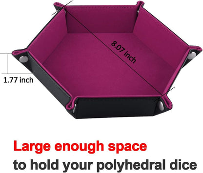 Hexagon Dice Tray Folding Dark Rose Red