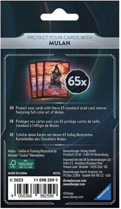 Lorcana TCG Card Sleeve Pack - Mulan – Soldier in Training (65 Sleeves)