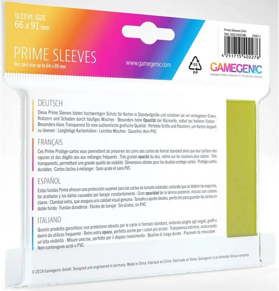 Gamegenic Prime Sleeves:  Lime (100)