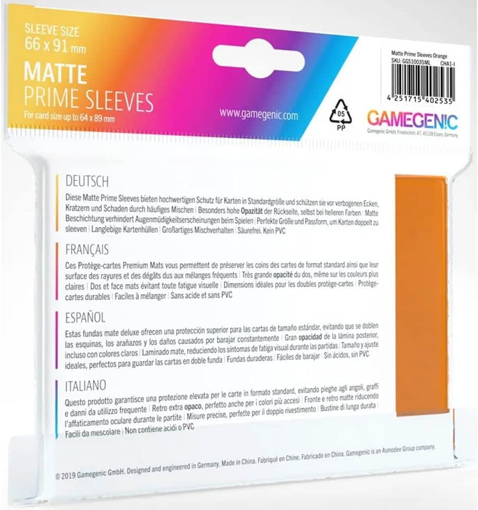 Gamegenic Prime Sleeves Matte:  Orange (100)
