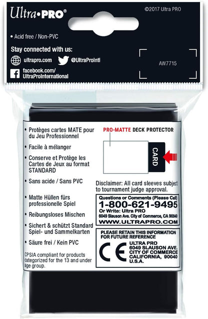 Ultra PRO Matte Standard Deck Protector Sleeves 50ct - Black