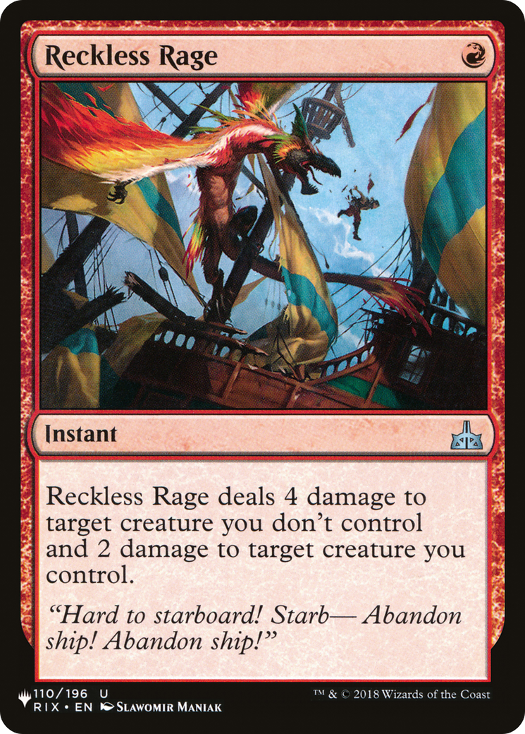 Reckless Rage (PLST) #RIX-110 [EN/N] s/o