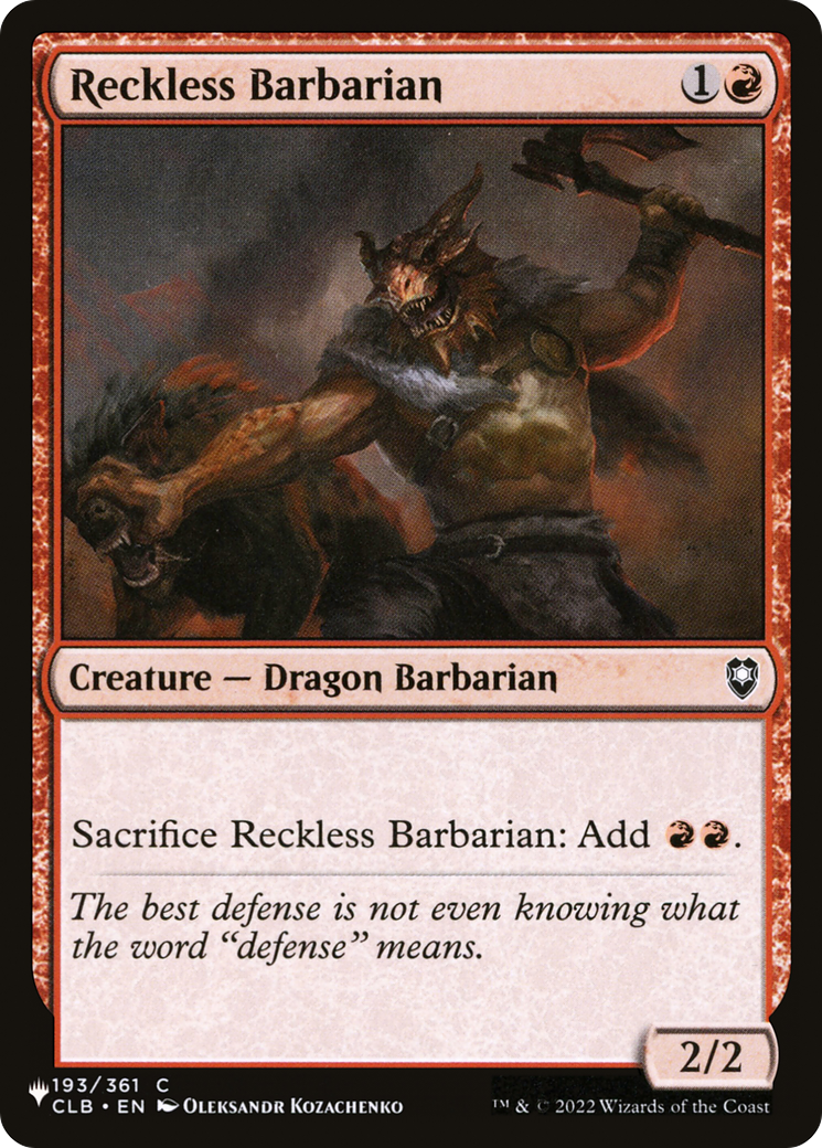 Reckless Barbarian (PLST) #CLB-193 [EN/N] s/o