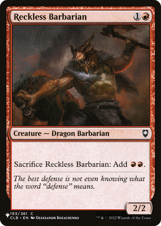 Reckless Barbarian (PLST) #CLB-193 [EN/N] s/o