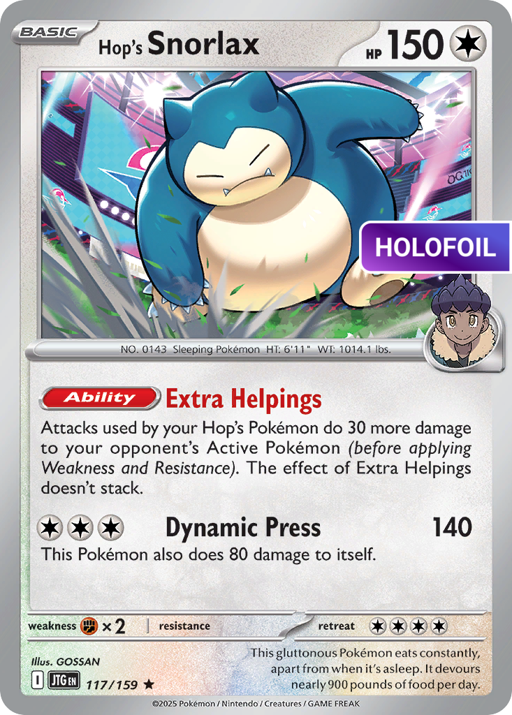 Hop's Snorlax (JTG) #117 [EN/H] s/o