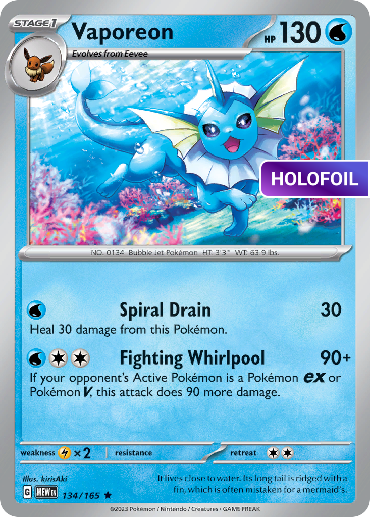 Vaporeon (MEW) #134 [EN/H] s/o