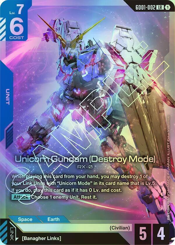 Unicorn Gundam (Destroy Mode) (GD01) #GD01-002 [EN/F] s/o