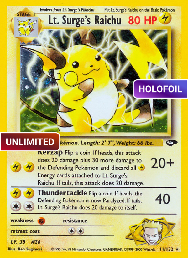 Lt. Surge's Raichu (G2) #011 [EN/UH]