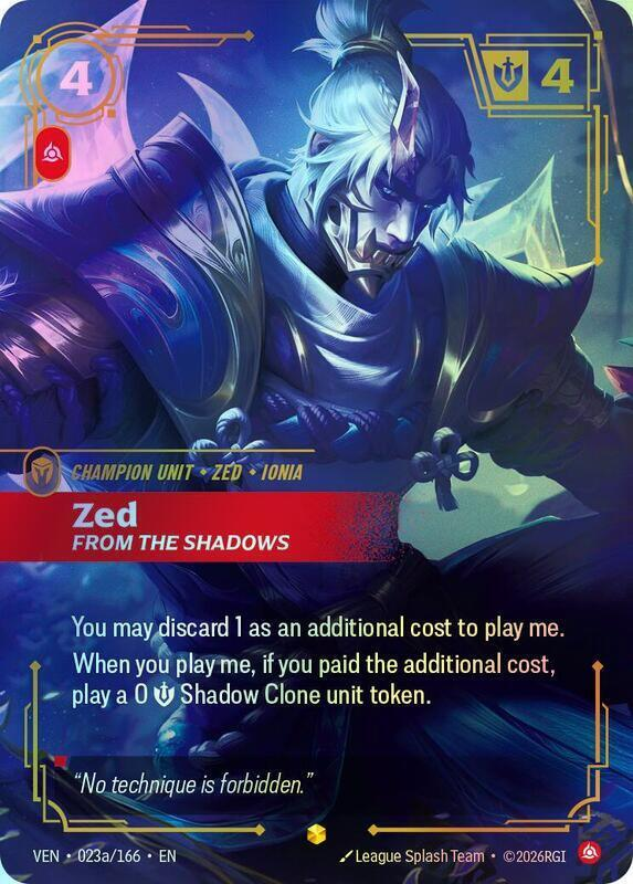 Zed, From the Shadows (Alternate Art) (VEN) #023a [EN/F]