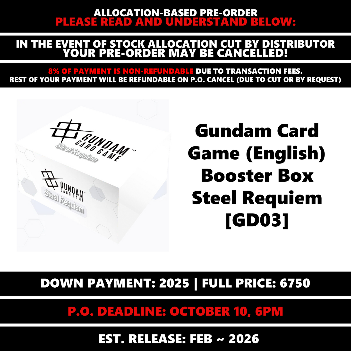 Gundam Card Game (English) Booster Box Steel Requiem [GD03] [SUBJECT TO ALLOCATION]