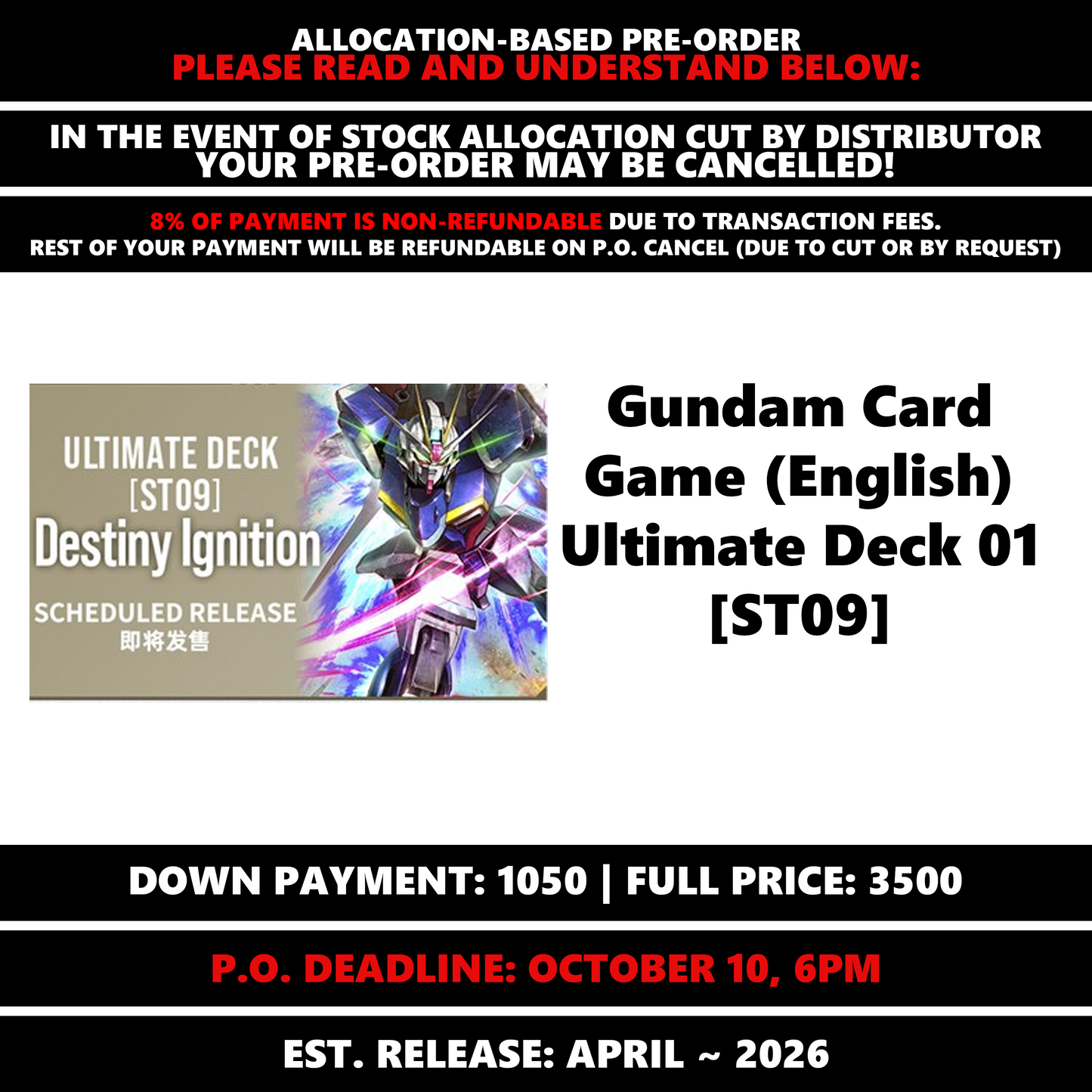 Gundam Card Game (English) Ultimate Deck 01 [ST09] [SUBJECT TO ALLOCATION]