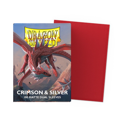 Dragon Shield Dual Matte Standard Sleeves - Crimson and Silver