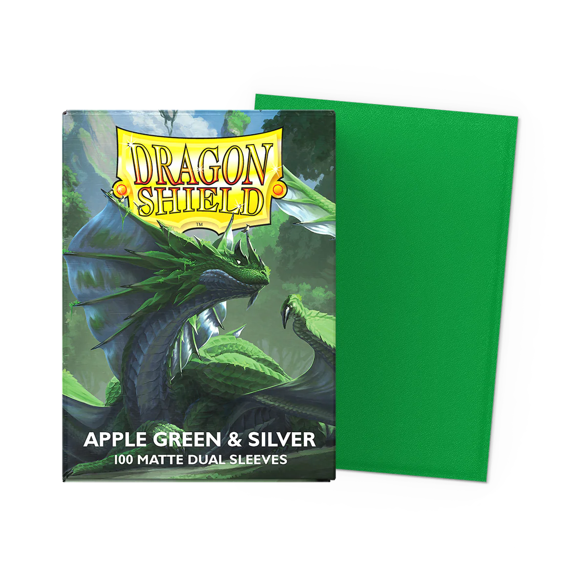 Dragon Shield Dual Matte Standard Sleeves - Apple Green and Silver