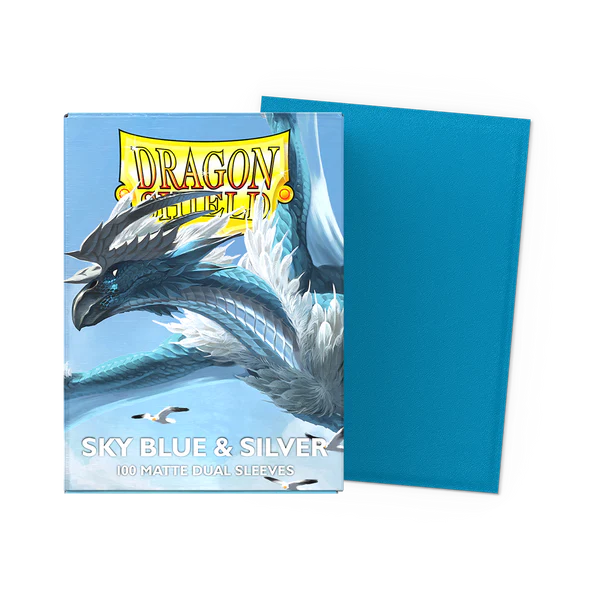 Dragon Shield Dual Matte Standard Sleeves - Sky Blue and Silver