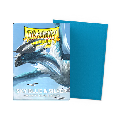 Dragon Shield Dual Matte Standard Sleeves - Sky Blue and Silver