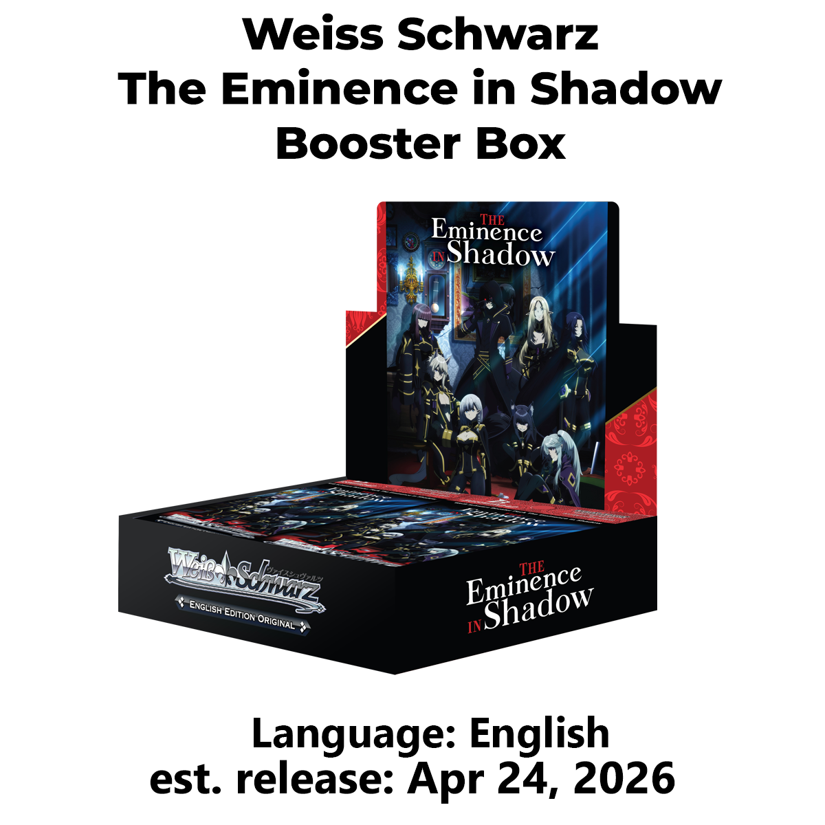 [PRE-ORDER] Weiss Schwarz (English Edition Original) The Eminence in Shadow [WSE-EIS-SX07-BP] Booster Box (12 Packs)