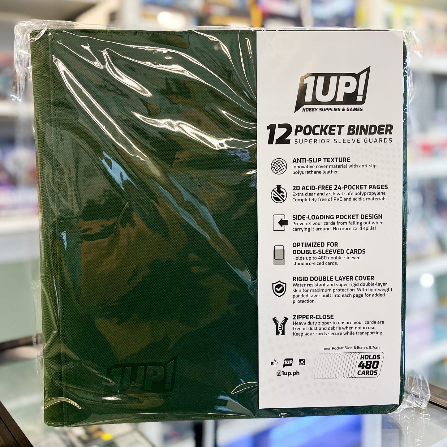 1UP 12-Pocket Zipper Binder - Green