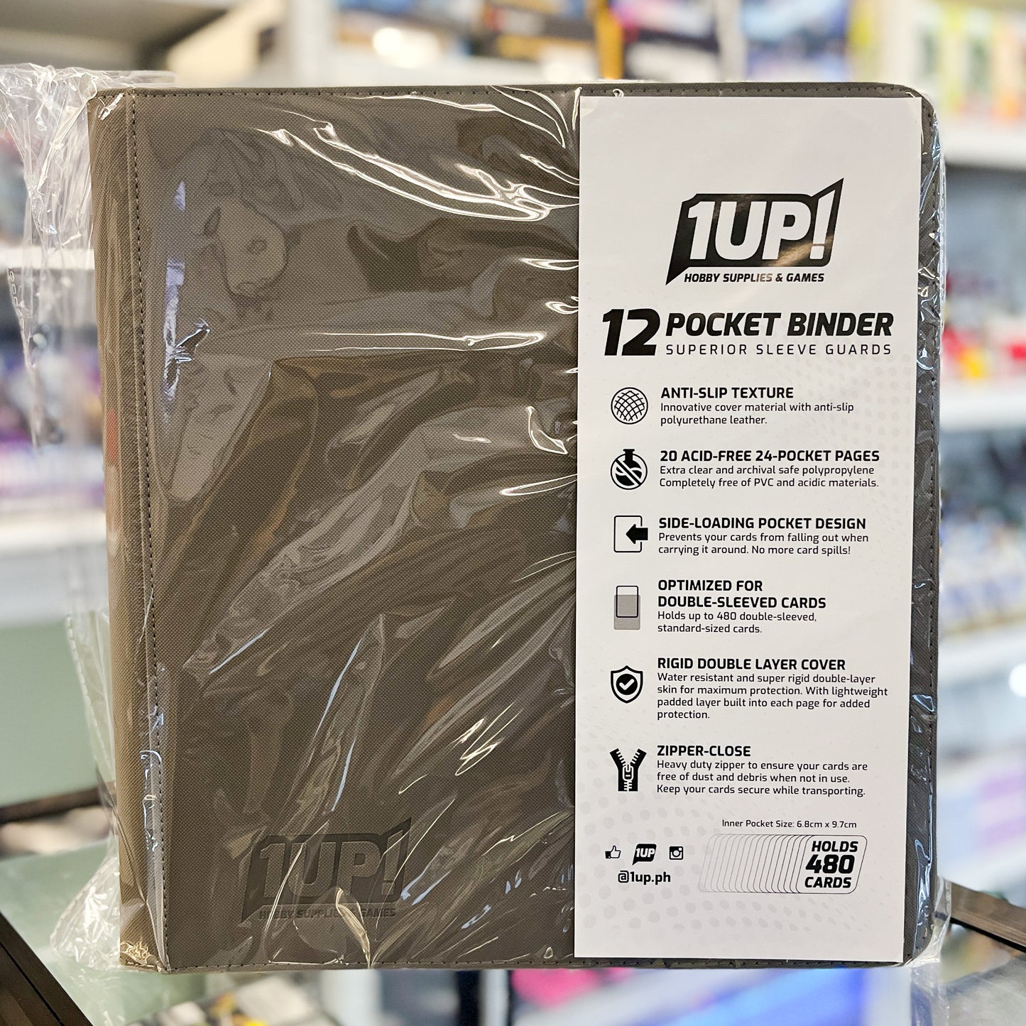 1UP 12-Pocket Zipper Binder - Grey
