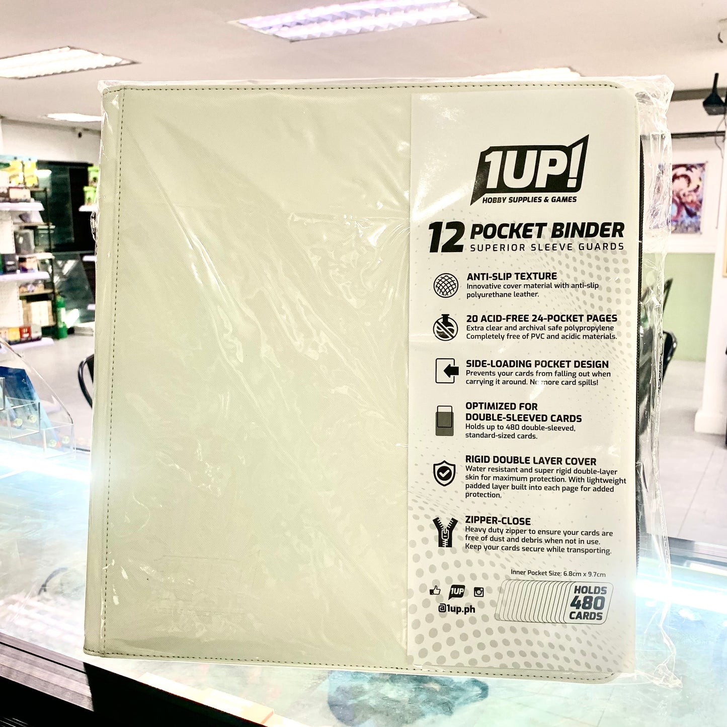 1UP 12-Pocket Zipper Binder - White