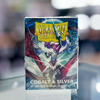 Dragon Shield Dual Matte Standard Sleeves - Cobalt and Silver (100-Pack)