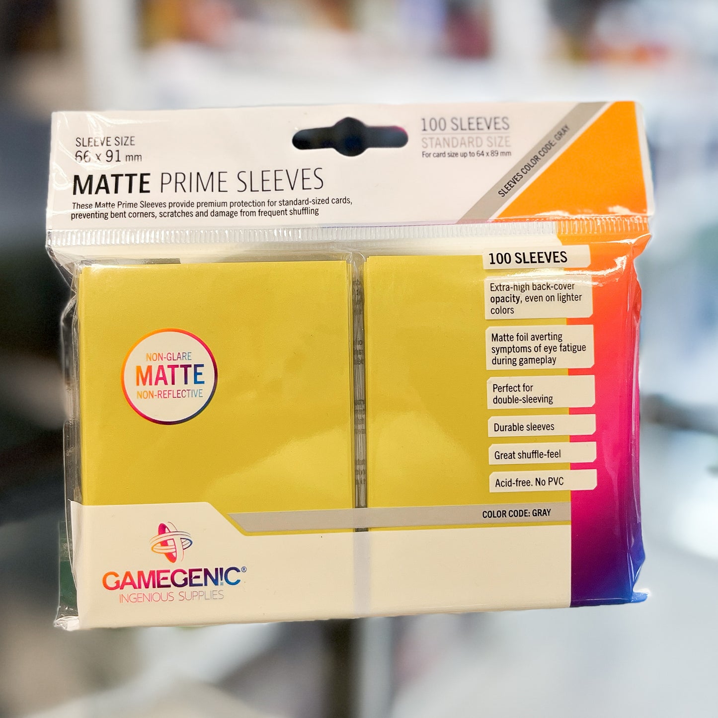 Gamegenic Prime Sleeves Matte:  Yellow (100)