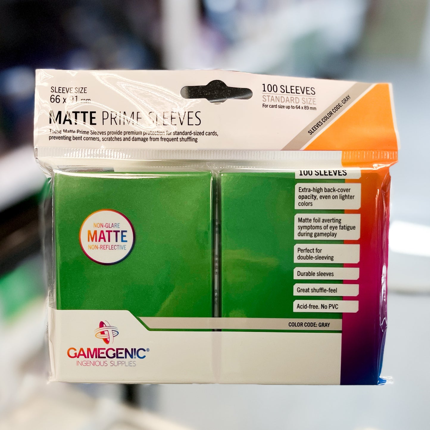 Gamegenic Prime Sleeves Matte:  Green (100)