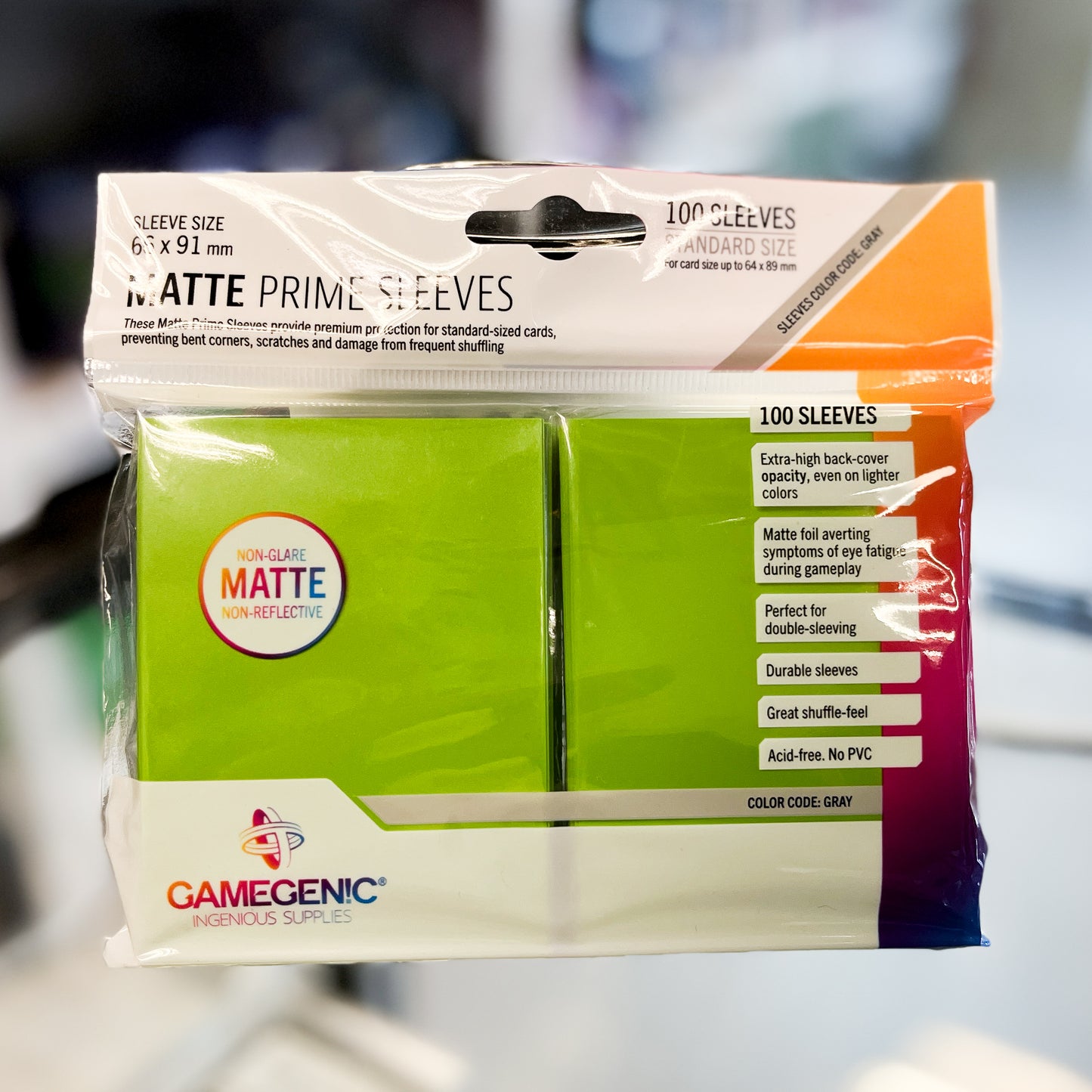 Gamegenic Prime Sleeves Matte:  Lime (100)