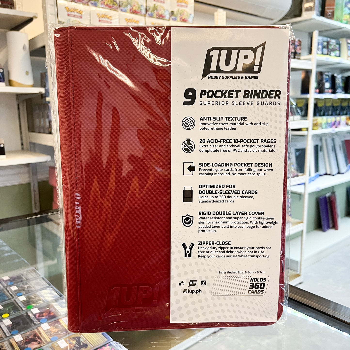 1UP 9-Pocket Zipper Binder-Red