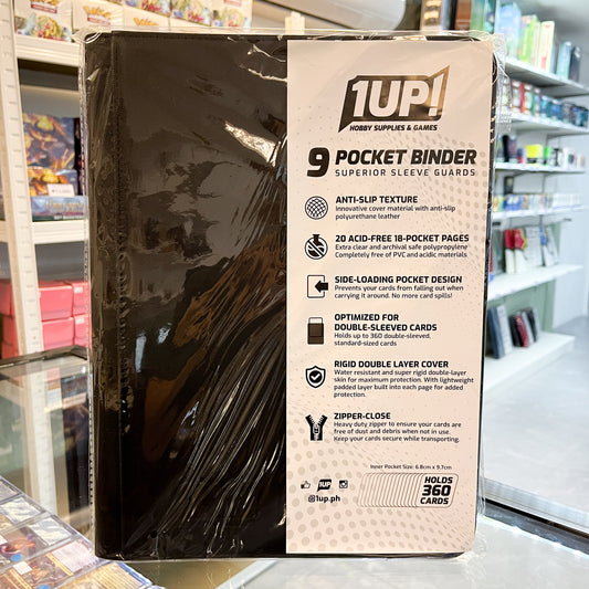 1UP 9-Pocket Zipper Binder-Black